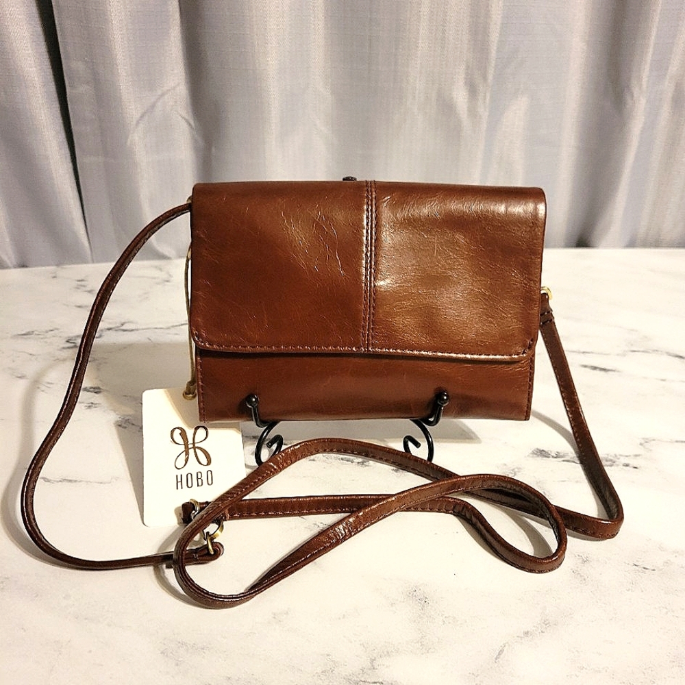 NWT HOBO 'Jetty' Brown Leather Crossbody/Shoulder/Clutch Bag